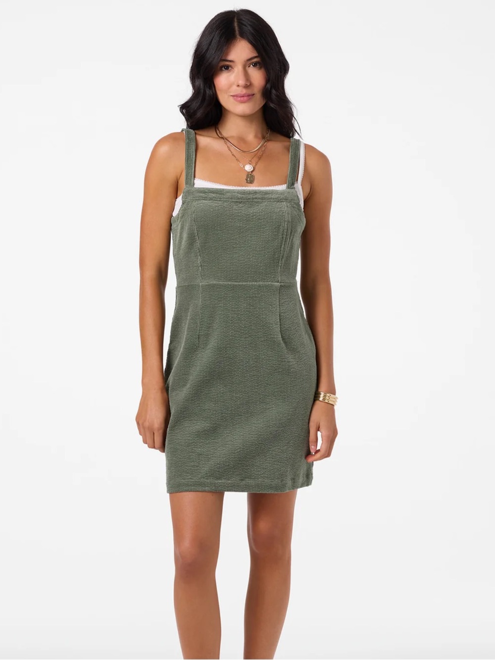 NWT O'Neill Olive Green Ribbed Langford Dress